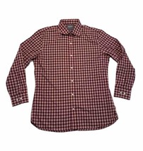 Bonobos Tailored Slim Fit Button Up Dress Shirt Pink Maroon Gingham Plaid 16 1/2 - £13.92 GBP
