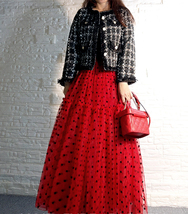 RED Polka Dot Tulle Skirt Outfit Women Custom Plus Size Holiday Tulle Skirt image 3