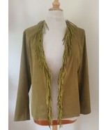 Green Faux Suede Vintage Fringe Jacket Coat Size 10 Norton McNaugton Women  - £24.54 GBP