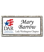 DAR WHITE GOLD  OR SILVER BLING CRYSTAL PERSONALIZED NAME BADGE W/ PIN - $39.57 CAD