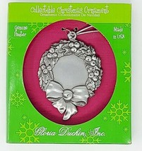 Gloria Duchin Pewter Christmas Wreath Ornament - Tree Decorations NOS Holiday - £5.16 GBP