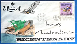 22¢ &quot;Australia Bicentennial&quot; Hand Painted FDC (Gary) Hudeck Cachet Scott #2370 - £3.19 GBP