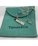 TIFFANY &amp; CO Lipstick Sterling Silver Pendant Top Necklace Pendant W/Pou... - $271.69
