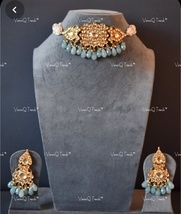VeroniQ Trends-Beautiful Multistrand Gold Plated Pachi Kundan Choker Necklace - £142.01 GBP