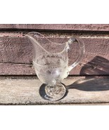 Antique EAPG Doyle Atterbury DRAPERY LACE Creamer Glass Pitcher c.1870 - £14.75 GBP