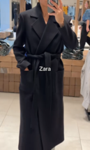 ZARA BNWT 2025. BLACK WOOL BLEND LONG COAT LAPEL COLLAR. 8493/754/800 - $5,023.07 MXN