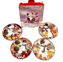 Snowman Sidekicks Ceramic Coasters Cardinals Christmas Holiday Cork Backed inBox - £16.97 GBP