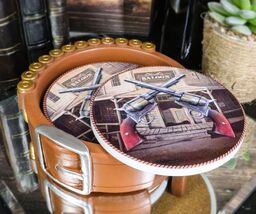 Western Cowboy Ammo Bullets Belt With Dual Crossed Revolver Guns Coaster... - $27.95