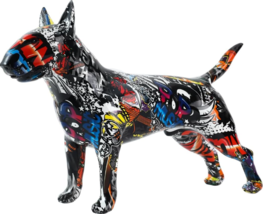 Bull Terrier Statue Colorful Graffiti Pop Art Resin Bull Terrier Dog Scu... - £50.19 GBP