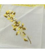 Vintage embroidered yellow floral pattern with crochet trim handkerchief - $19.75