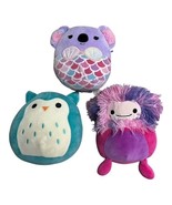 Lot of 3 Squishmallows - Winston The Owl, Kayla the Koala Mermaid, Woxie the Big