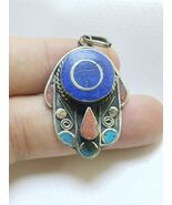 Vintage Tibetan Handmade Pendant – Lapis Lazuli, Turquoise &amp; Coral Inlay - $70.07 CAD