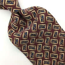 Hunting Horn USA Tie Rectangles Silk Necktie Brown Charcoal Tan Ties 1/I18-322 - £12.65 GBP