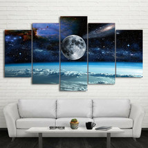 Multi Panel Print Satellite Space Canvas 5 Piece Wall Art Star Moon Earth Galaxy - £22.23 GBP+
