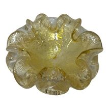 Vintage Murano Art Glass Aqua Blue Candy Dish Silver Gold Aventurine Fle... - $34.30