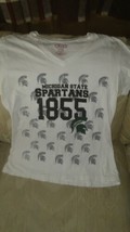 Michigan State Spartans 1855 Women XL E5 T Shirt White Green Silver MSU MI... - £13.41 GBP