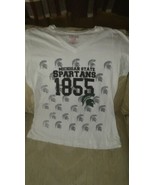 Michigan State Spartans 1855 Women XL E5 T Shirt White Green Silver MSU ... - £13.23 GBP