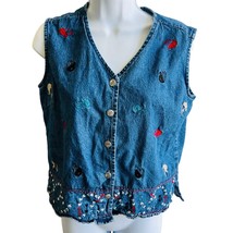 Vintage Embroidered Denim Vest Don&#39;t Mess With Texas Western Y2K - $26.59