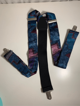 Silk Pelican Clip On Suspenders Braces-Blue Abstract Silver Hardware EUC - £11.83 GBP