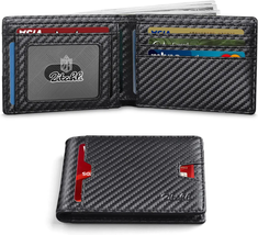 Slim Men&#39;s Wallet with Bill Compartment RFID Leather Bifold . - £25.58 GBP+