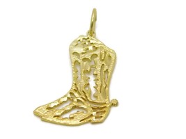 Pair of Cowboy Boot Charm Pendant 14k Yellow Gold - £121.44 GBP