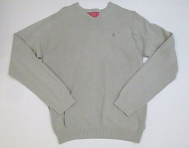Izod Luxury Sport Vintage Wash Sweater Gray Mens M Pullover V Neck IZ Emblem  - £16.73 GBP