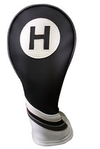 Majek Golf Headcover Black and White Leather Style #8 Hybrid Head Cover - £13.72 GBP