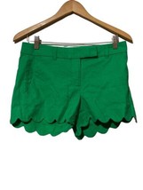 J. Crew Factory Re-Imagined Green Scalloped Shorts 55% Linen Blend Size 2 - £15.76 GBP