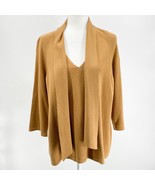 Chico’s Large (Size 2) English Toffee V-Neck Tie Neck Pullover Sweater w... - $23.22