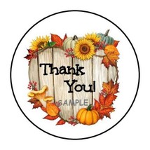 30 Thank You Wood Heart Pumpkins Envelope Seals Labels Stickers 1.5&quot; Round - £6.08 GBP