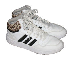 Adidas Hoops 3.0 Mid Women&#39;s  Size 9 Basketball Sneakers White Animal Print - £25.17 GBP