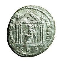 Roman Coin Maxentius Follis AE25mm Head / Hexastyle Temple Roma 03959 - £37.01 GBP