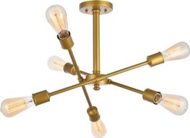 Flush-Mount Ceiling Light AXEL Transitional 6-Light Brass Wire Metal Medium E26 - £249.15 GBP