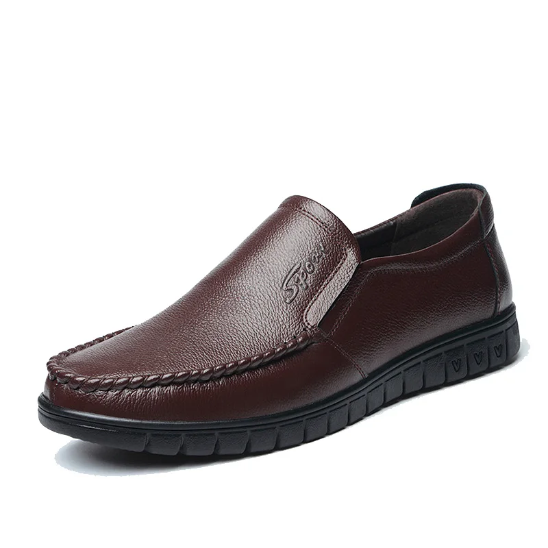 Spring Summer Men Shoes Men&#39;s Leather Loafers Non-slip Casual Middle-age... - £37.99 GBP