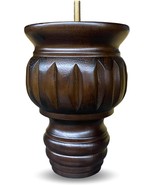 6&quot; Turned Round Buns Walnut Tapered Furniture Wood Legs - Set of 4 - $827.85 MXN