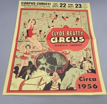 Antique Clyde Beatty Circus Carnival Poster Program Corpus Christi Tx - $24.75