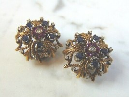 Womens Vintage Estate 18K Gold Multi Stone Earrings 15.7g E3212 - £2,057.54 GBP