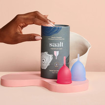 Saalt Duo Pack Menstrual Cup Red Blue Soft Flexible Foldable Reusable Silicone - $47.41