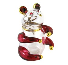 Soffieria Parise Blown Glass Panda Bear Figurine verto soffiato Red &amp; Gold Italy - £15.03 GBP