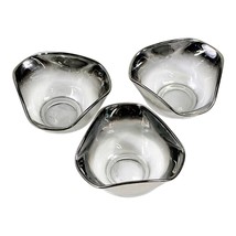 Set Of 3 Dorothy Thorpe Silver Fade Rounded Glass Triangle Bowls 5&quot; x 2.75&quot; READ - £13.11 GBP