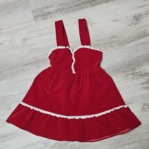 Vtg Red Velvet Toddler Dress Christmas 4T Girls Lace Trim Sleeveless Mad... - $389.23 MXN