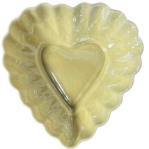 Belleek Porcelain Ireland Heart Shaped 5&quot; Trinket Dish Green Mark Canary... - $10.40