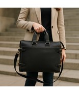 Personalised Full Grain Leather Laptop Bag: 15.6&quot; Messenger Black Satchel - $5,099.54 MXN