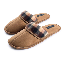 Men&#39;s Suede Scuff Classic Style House Slipper Size Large - Brown - £32.15 GBP