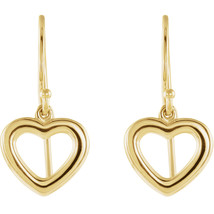 14K Yellow or White Gold Petite Heart Earrings  - £240.70 GBP