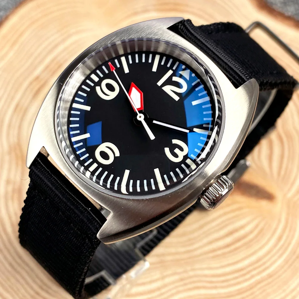 Tandorio Steel Waterproof Selfwinding Watch Men Red Arrow AR Domed Sapphire Gl N - £216.52 GBP