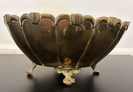 Vintage French Style Brass Footed Cachepot Planter Trinket Dish - $66.71