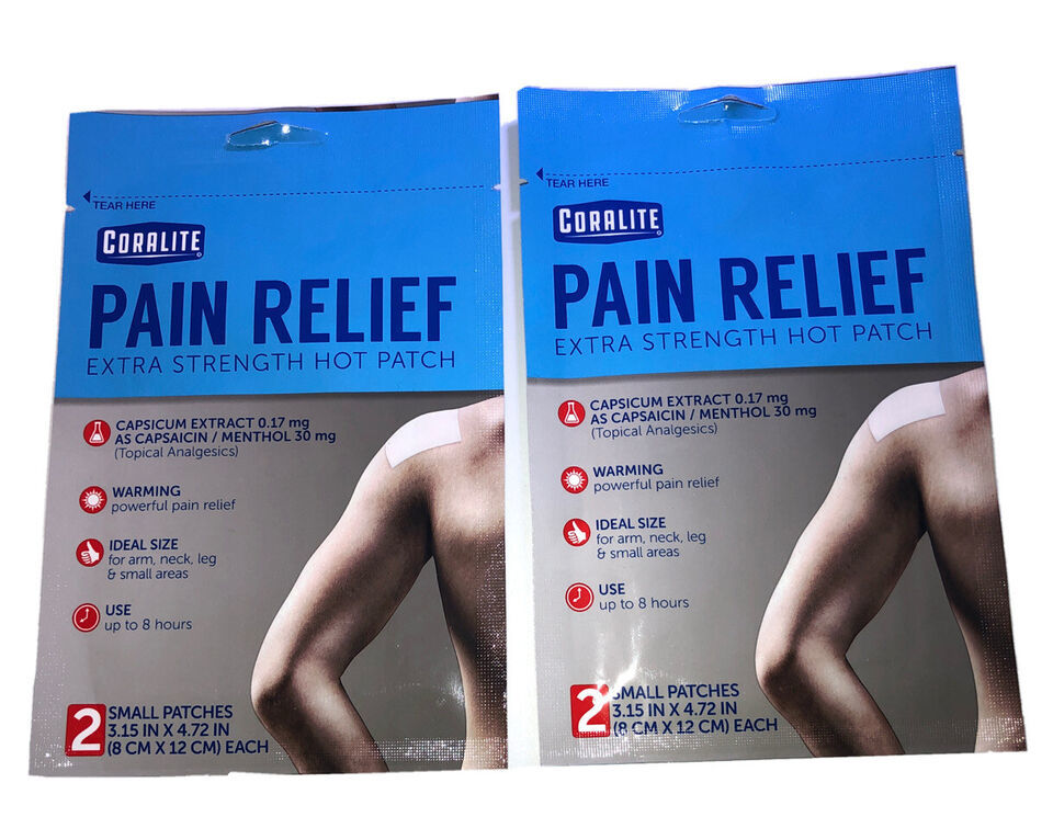 SHIP N 24HR-Lot Of 2 Pkgs 2 Per Pk Coralite Pain Relief Hot Patch Extra ... - $6.81