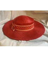 Vintage Red Woven Liz Claiborne Hat With Bow - £7.48 GBP