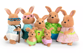 Lil Woodzeez Cottonball Rabbit Family Animal Toy Set Bunnies Grandparents Babies - £30.40 GBP